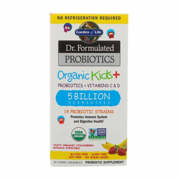 Dr Formulated Probiotics Organic Kids Tasty Organic Strawberry Banana 30 Yummy Chewables
