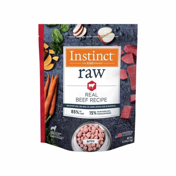 Instinct Frozen Raw Bites Grain Free Real Beef Recipe Dog Food by Natures Variety