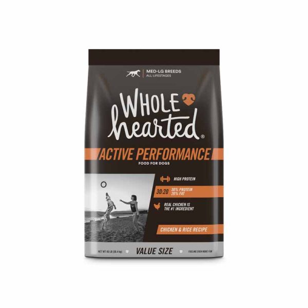 Wholehearted Active Performance High Protein Chicken Rice Recipe Dry Dog Food 45 lbs.